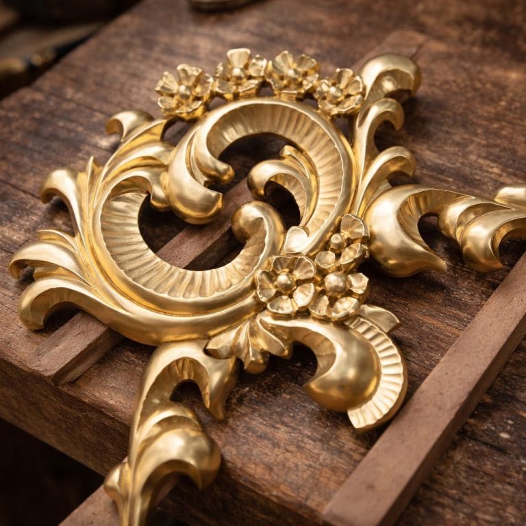 Handcrafted bespoke wood carving detail created with precision and traditional craftsmanship. Sculptural elements designed to elevate luxury